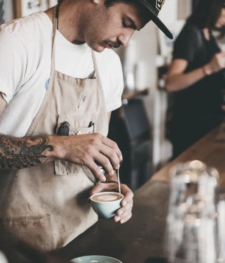 prepping a sweet cup of coffee